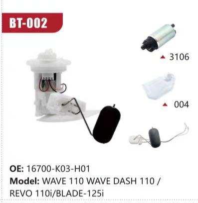 Electric Fuel Pump Assembly for Honda WAVE 110 / WAVE DASH 110 / REVO 110i / BLADE-125i (Model: BT-002, OE: 16700-K03-H01)