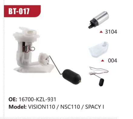 Electric Fuel Pump Assembly for Honda VISION110 / NSC110 / SPACY I (Model: BT-017, OE: 16700-KZL-931)