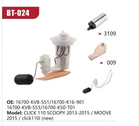 Electric Fuel Pump Assembly for Honda CLICK 110 SCOOPY / MOOVE / click110i (new) (Model: BT-024, OE: 16700-KVB-S51/16700-K16-901/16700-KVB-S53/16700-K50-T01)